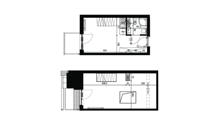 Rzut - Mieszkanie na sprzedaż 2 pokoje o powierzchni 42,24 m² - numer AB.4.060 w Nadolnik Compact Apartments etap III