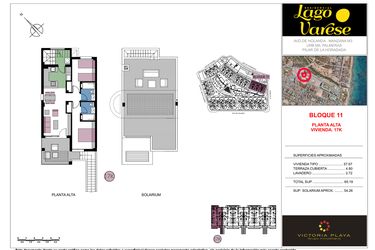 Rzut - Mieszkanie na sprzedaż 2 pokoje o powierzchni 65,19 m² - numer 17K w Residencial Lago Varese