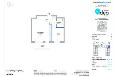 Rzut - Mieszkanie na sprzedaż 2 pokoje o powierzchni 47,5 m² - numer 56.4A w Osiedle Idea Aurora