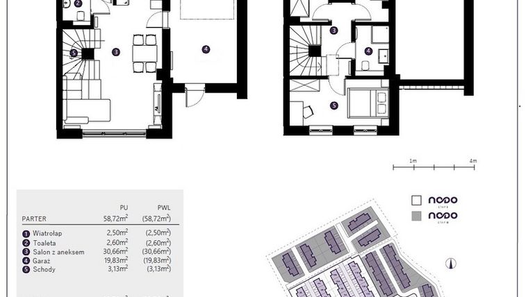 Rzut - Dom na sprzedaż 4 pokoje o powierzchni 92,48 m² - numer 18A w Osiedle Nodo