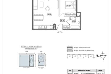 Rzut - Mieszkanie na sprzedaż 2 pokoje o powierzchni 49,21 m² - numer 7.A.36 w Urzeka bud. 6 i 7