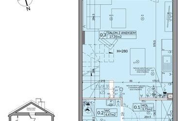 Rzut - Dom na sprzedaż 3 pokoje o powierzchni 72,53 m² - numer 75B w Nova Magdalenka 7 etap IX-XII