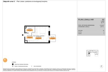 Rzut - Mieszkanie na sprzedaż 1 pokój o powierzchni 31,39 m² - numer 53 w Zenit V