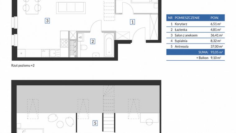 Rzut - Mieszkanie na sprzedaż 3 pokoje o powierzchni 93,05 m² - numer 7A10 w Osiedle Krzeptów VII