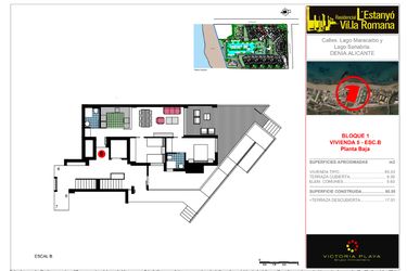 Rzut - Mieszkanie na sprzedaż 2 pokoje o powierzchni 80,55 m² - numer B-B-5 w Residencial L 'Estanyo Vil.la Romana