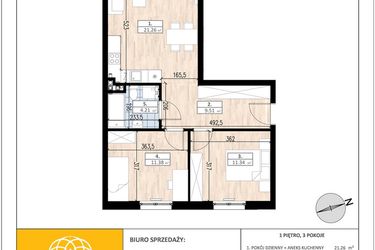 Rzut - Mieszkanie na sprzedaż 3 pokoje o powierzchni 57,7 m² - numer A4/1/1 w ACCANTO