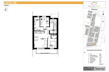 Rzut - Mieszkanie na sprzedaż 3 pokoje o powierzchni 51,21 m² - numer N6 w Villa Stoki (mieszkania)