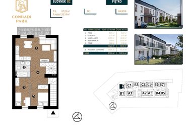Rzut - Mieszkanie na sprzedaż 4 pokoje o powierzchni 120,14 m² - numer B2.M3 w Conradi Park