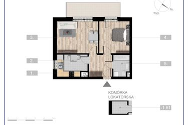Rzut - Mieszkanie na sprzedaż 2 pokoje o powierzchni 47,84 m² - numer 23 w Szczytno Dąbrowskiego - etap 3