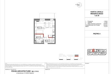 Rzut - Mieszkanie na sprzedaż 1 pokój o powierzchni 30,24 m² - numer A.18 w Piaseczno Residence