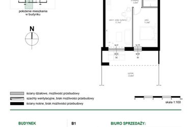 Rzut - Mieszkanie na sprzedaż 2 pokoje o powierzchni 38,32 m² - numer M5 w Wędrowna