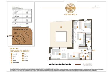 Rzut - Mieszkanie na sprzedaż 2 pokoje o powierzchni 80,66 m² - numer B1.B2.P1.M13 w Faktoria Młyn