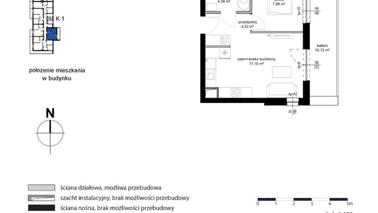 Rzut - Mieszkanie na sprzedaż 2 pokoje o powierzchni 33,64 m² - numer M11 w Kwarcowe Wzgórze