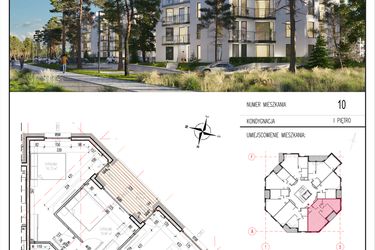 Rzut - Mieszkanie na sprzedaż 3 pokoje o powierzchni 68,09 m² - numer 10 w Grasera 12