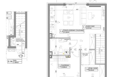 Rzut - Mieszkanie na sprzedaż 3 pokoje o powierzchni 58,82 m² - numer 82 w Manufaktura Marki 2 etap IV