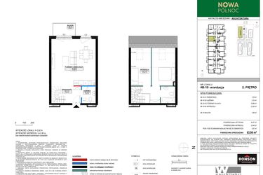 Rzut - Mieszkanie na sprzedaż 3 pokoje o powierzchni 63,33 m² - numer 4B_19 w Nowa Północ etap 2