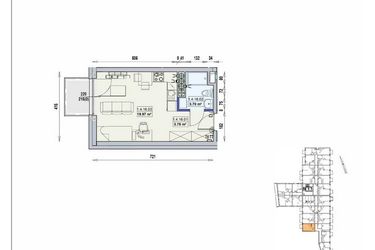 Rzut - Mieszkanie na sprzedaż 1 pokój o powierzchni 27,45 m² - numer 1/4/16/1a w Gwarna