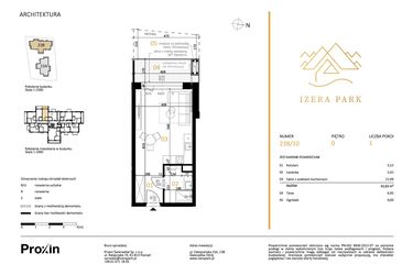 Rzut - Mieszkanie na sprzedaż 1 pokój o powierzchni 32,63 m² - numer 23B/10 w Izera Park