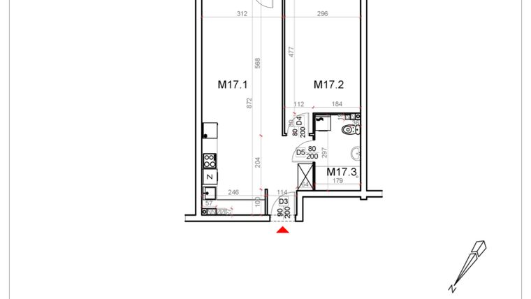 Rzut - Mieszkanie na sprzedaż 2 pokoje o powierzchni 50,44 m² - numer 17 w Malinowa Osiedle Borek