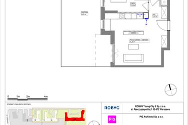 Rzut - Mieszkanie na sprzedaż 2 pokoje o powierzchni 45,81 m² - numer MLAAB/C/0/9 w Metro Life Apartamenty