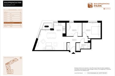 Rzut - Mieszkanie na sprzedaż 3 pokoje o powierzchni 61,09 m² - numer 2.11 w Białoprądnicka Park