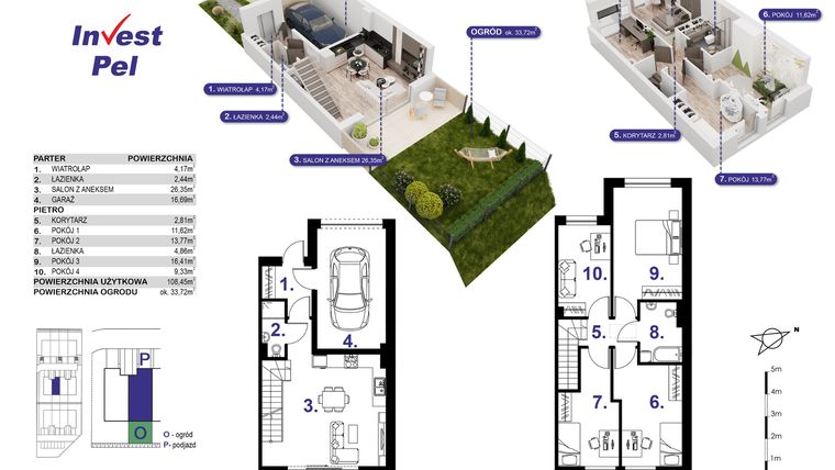 Rzut - Dom na sprzedaż 5 pokoi o powierzchni 117,27 m² - numer 3A w Villa Park Gdańsk etap III