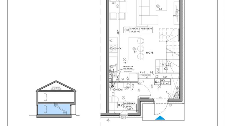 Rzut - Mieszkanie na sprzedaż 4 pokoje o powierzchni 82,75 m² - numer 54A w Domy na Witosa etap 2A i 2B