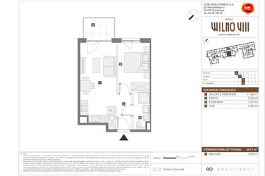 Rzut - Mieszkanie na sprzedaż 2 pokoje o powierzchni 34,71 m² - numer A.29 w Osiedle Wilno VIII