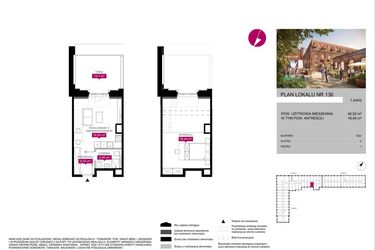 Rzut - Mieszkanie na sprzedaż 1 pokój o powierzchni 46,15 m² - numer G2.136 w Fuzja Lofty