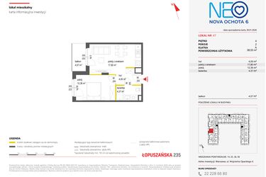 Rzut - Mieszkanie na sprzedaż 2 pokoje o powierzchni 38,53 m² - numer 47 w Neo Nova Ochota 6