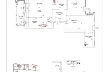 Rzut - Mieszkanie na sprzedaż 3 pokoje o powierzchni 67,33 m² - numer M-18 w Nałęczowska
