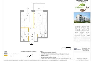Rzut - Mieszkanie na sprzedaż 2 pokoje o powierzchni 35,7 m² - numer K37 w Osiedle Natura Life budynki JK