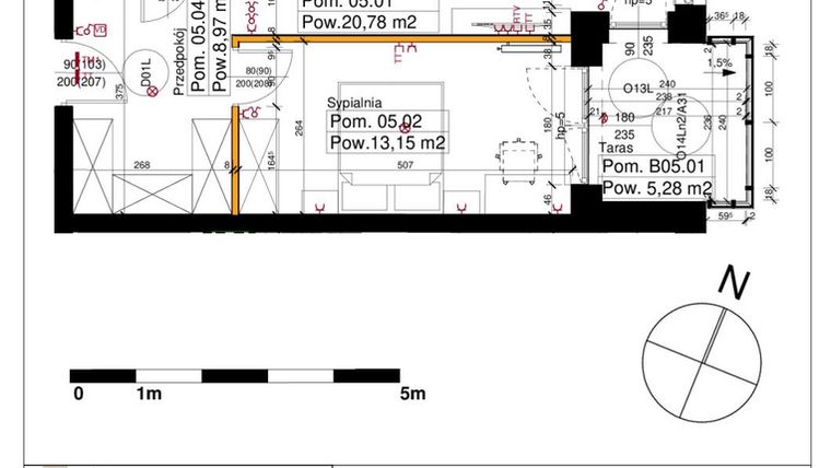 Rzut - Mieszkanie na sprzedaż 2 pokoje o powierzchni 47,16 m² - numer M05 w Srebrzyńska Park IV