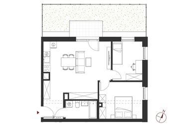 Rzut - Mieszkanie na sprzedaż 3 pokoje o powierzchni 60,32 m² - numer B.0.2 w Apartamenty Symfonia