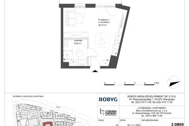 Rzut - Mieszkanie na sprzedaż 1 pokój o powierzchni 32,35 m² - numer 0M09 w Elektrovnia Garbary