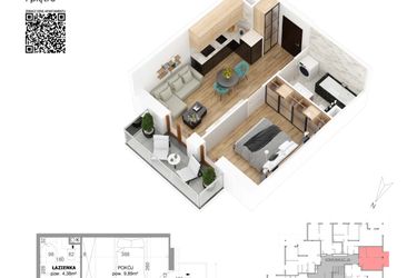 Rzut - Mieszkanie na sprzedaż 2 pokoje o powierzchni 30,8 m² - numer 8 w Villa Park - Etap IV