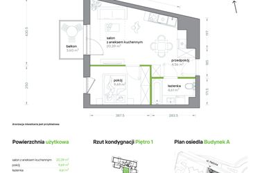 Rzut - Mieszkanie na sprzedaż 2 pokoje o powierzchni 39,25 m² - numer A/KL1/1/06 w Podhalańska Vita