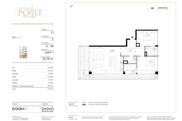 Rzut - Mieszkanie na sprzedaż 3 pokoje o powierzchni 96,78 m² - numer G_8 w Warmiński Port etap V