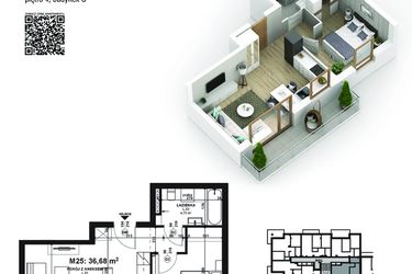 Rzut - Mieszkanie na sprzedaż 2 pokoje o powierzchni 36,68 m² - numer 25 w Piano Park etap V