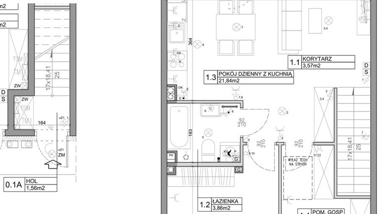 Rzut - Mieszkanie na sprzedaż 3 pokoje o powierzchni 58,82 m² - numer 32 w Manufaktura Marki 2 etap II