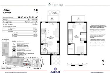 Rzut - Mieszkanie na sprzedaż 2 pokoje o powierzchni 68,71 m² - numer 5.08 w Pino Resort