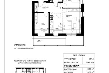 Rzut - Mieszkanie na sprzedaż 3 pokoje o powierzchni 62,71 m² - numer 2 w Esperanto Park etap II