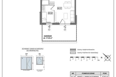 Rzut - Mieszkanie na sprzedaż 2 pokoje o powierzchni 33,54 m² - numer 8.A.04 w Urzeka bud. 8