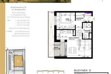 Rzut - Mieszkanie na sprzedaż 2 pokoje o powierzchni 46,26 m² - numer D.4.1 w Panorama Bańgów Etap II
