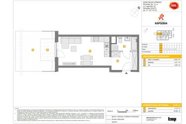 Rzut - Mieszkanie na sprzedaż 1 pokój o powierzchni 29,55 m² - numer D.5 w Osiedle Rapsodia etap 2