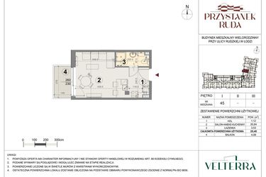 Rzut - Mieszkanie na sprzedaż 1 pokój o powierzchni 25,67 m² - numer 45 w Przystanek Ruda