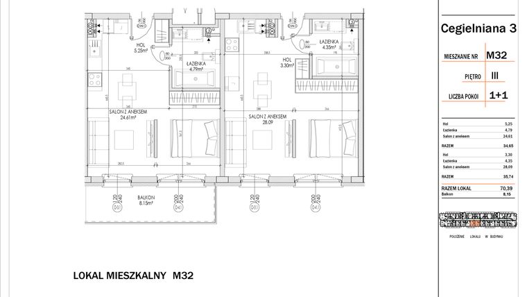 Rzut - Mieszkanie na sprzedaż 4 pokoje o powierzchni 70,39 m² - numer 32 w Osiedle StaLove etap I