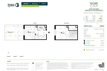 Rzut - Mieszkanie na sprzedaż 1 pokój o powierzchni 44,53 m² - numer BH0003 w Viva Cité
