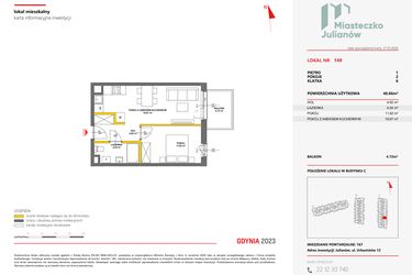 Rzut - Mieszkanie na sprzedaż 2 pokoje o powierzchni 40,58 m² - numer 149 w Miasteczko Julianów