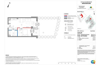 Rzut - Mieszkanie na sprzedaż 2 pokoje o powierzchni 39,02 m² - numer A.0.21 w My Forest
